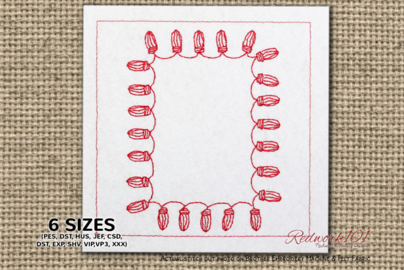 Reviewing the Christmas Lights Frame Pattern Redwork